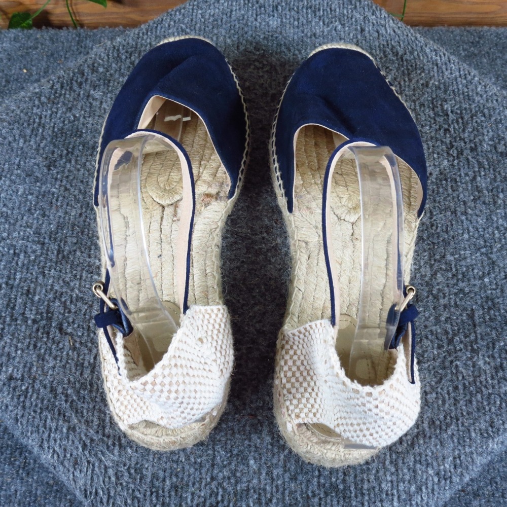 Boden Peggy Womens Espadrille Flat Size 40 Summer Navy Blue Suede Spain - Picture 6 of 9